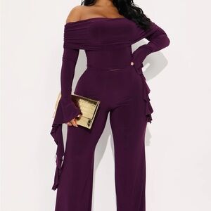 Elegant Purple Off-Shoulder Two Piece Set